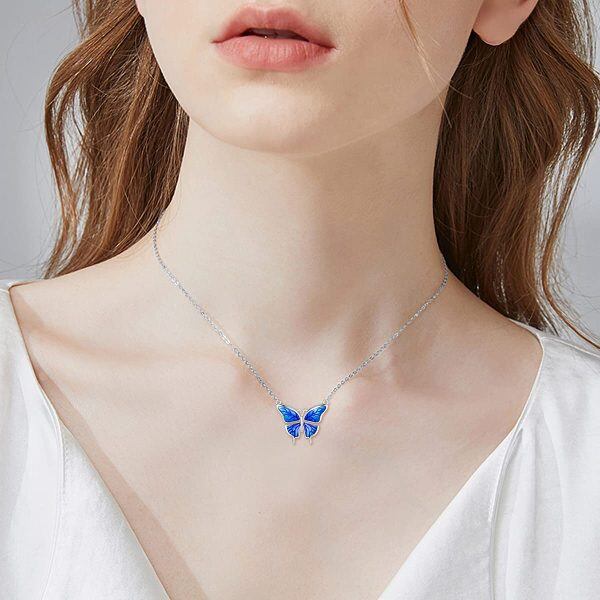 Sterling Silver Flying Butterfly Necklace-1