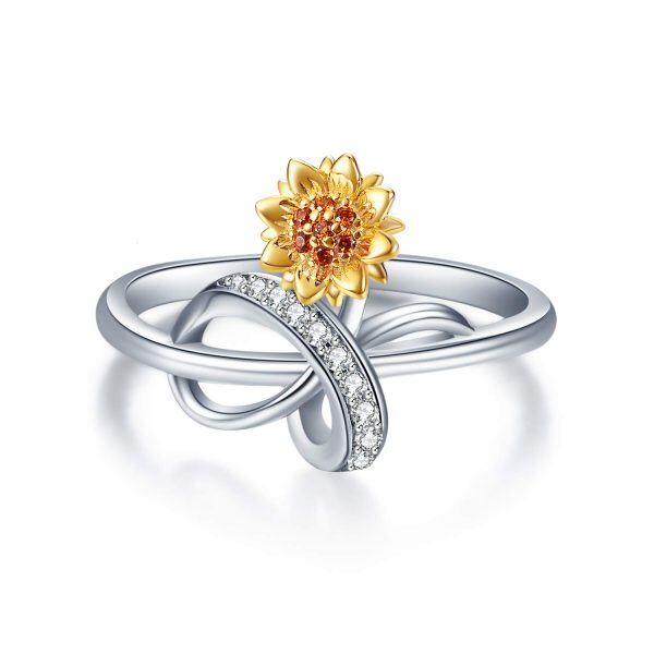 Sterling Silver Infinity Sunflower Ring-0