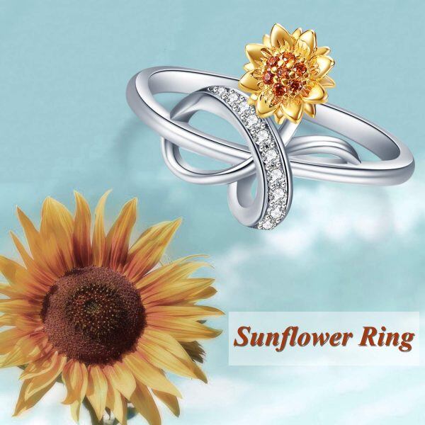 Sterling Silver Infinity Sunflower Ring-1