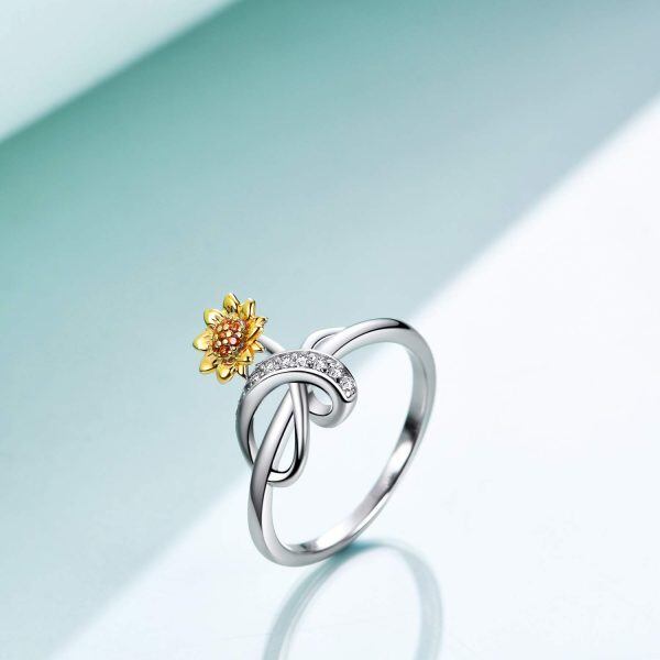 Sterling Silver Infinity Sunflower Ring-2