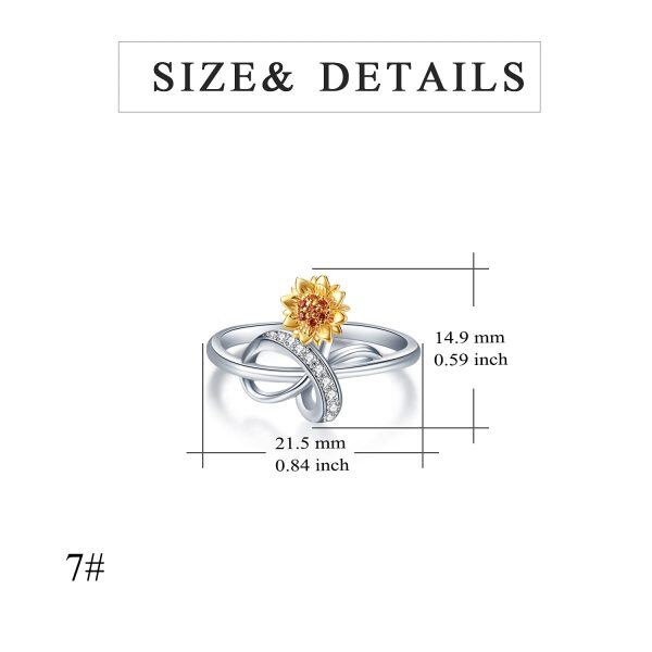 Sterling Silver Infinity Sunflower Ring-5