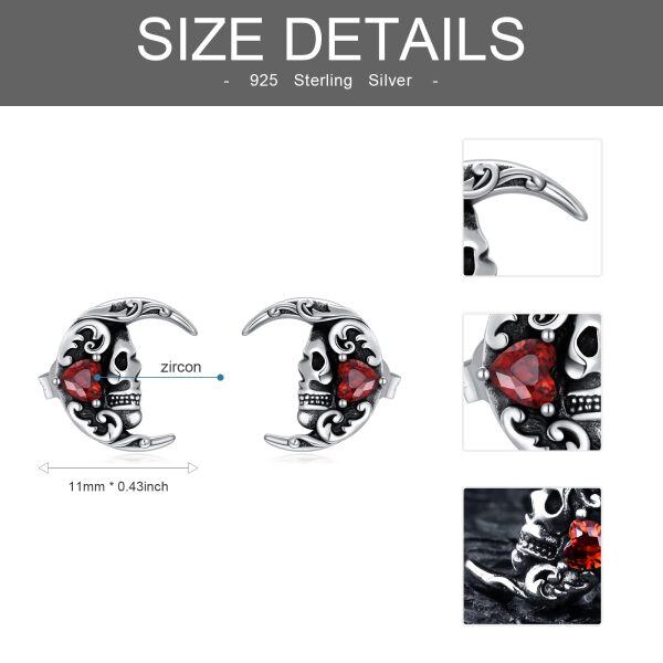 Sterling Silver Skull Stud Earrings-4