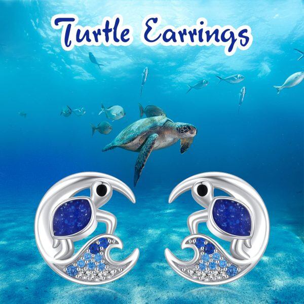 Sterling Silver Turtle Earrings-5