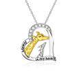 wholesale 925 Sterling Silver and Gold-Plated Giraffe in My Heart Pendant Necklace-0-0