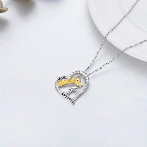 Sterling Silver Kangaroo Heart Necklace-2