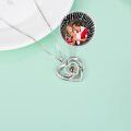wholesale Metal Stone I Love You in 100 Languages Necklace w Photo - Rhodium Plated-0-6