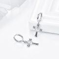 wholesale 925 Sterling Silver Celtic Cross CZ Hoop Earrings s for Her Him-0-2