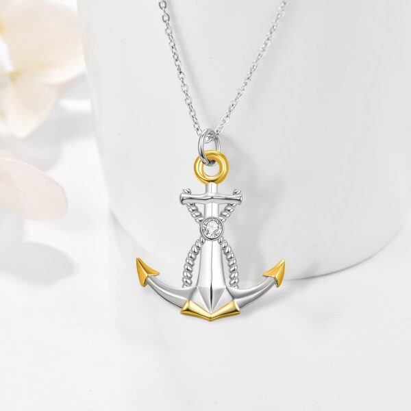 Sterling Silver Anchor Pendant Necklace -1