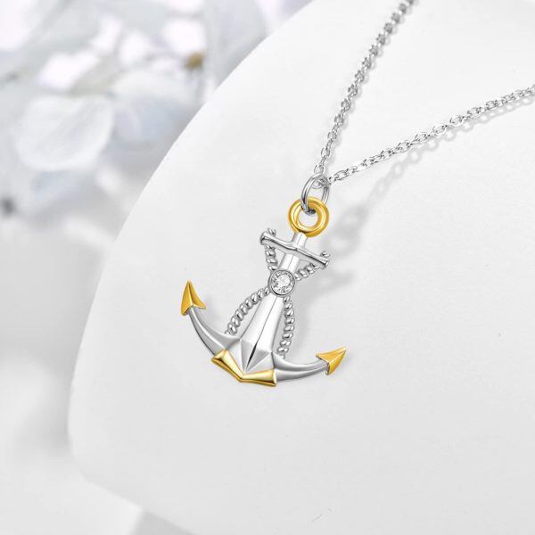 Sterling Silver Anchor Pendant Necklace -2