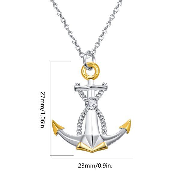 Sterling Silver Anchor Pendant Necklace -5