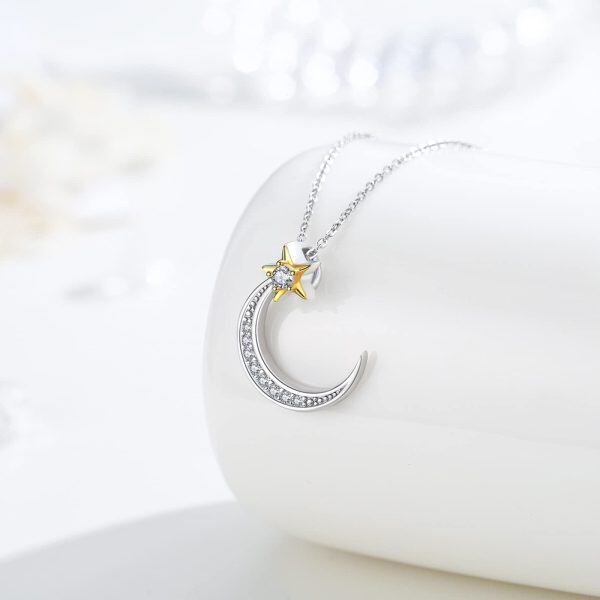 Sterling Silver Moon and Star Pendant Necklace -1