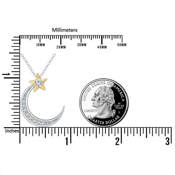 Sterling Silver Moon and Star Pendant Necklace -4