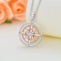 wholesale 925 Sterling Silver Metal Rose Gold Compass Pendant Necklace with Cubic Zirconia Accent Inspiring s for Her-0-4