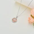 wholesale 925 Sterling Silver Metal Rose Gold Compass Pendant Necklace with Cubic Zirconia Accent Inspiring s for Her-0-5