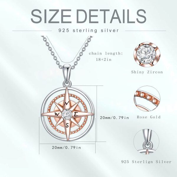 Sterling Silver Compass Necklace-6