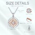 wholesale 925 Sterling Silver Metal Rose Gold Compass Pendant Necklace with Cubic Zirconia Accent Inspiring s for Her-0-6
