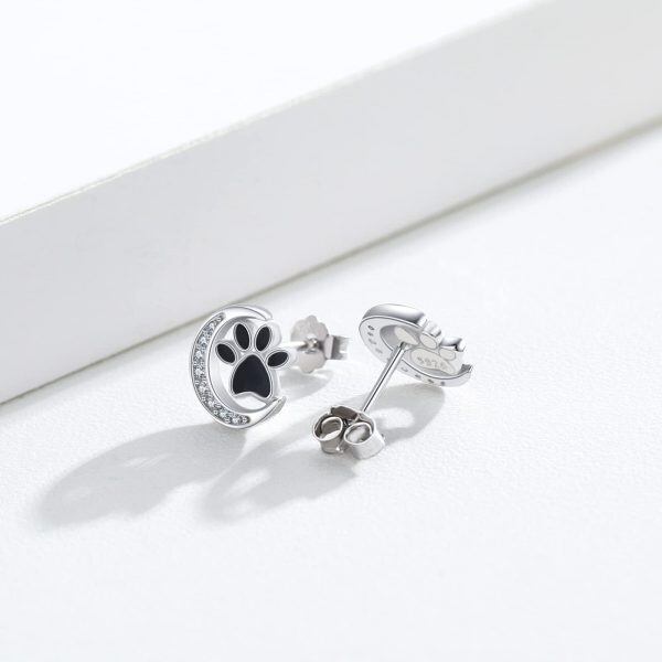 Sterling Silver Dog Paw Print Earrings-1