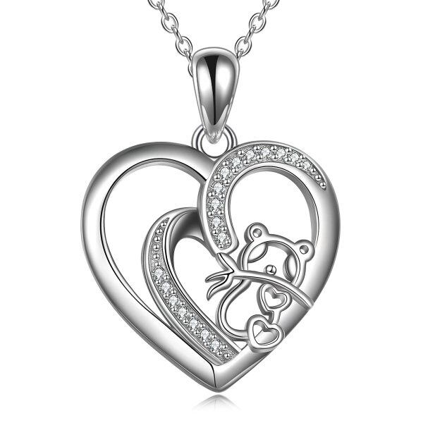 Sterling Silver Animal Love Heart Necklace-0