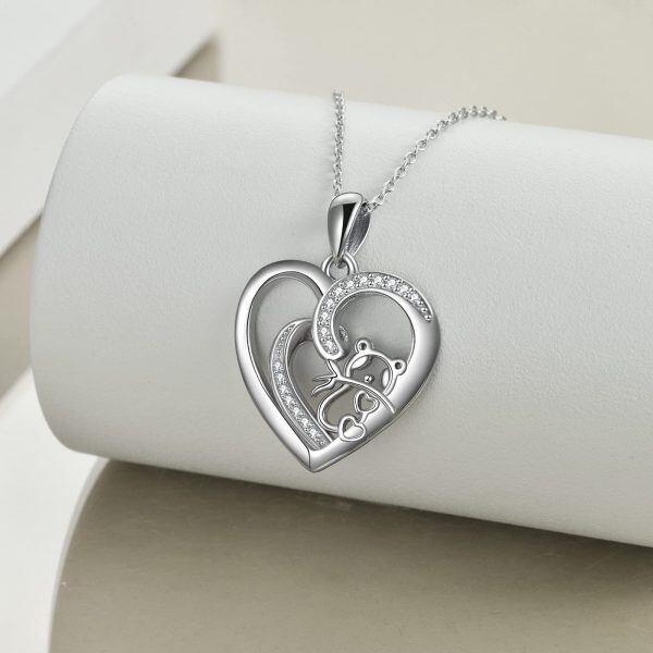 Sterling Silver Animal Love Heart Necklace-1