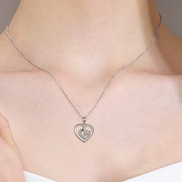 Sterling Silver Animal Love Heart Necklace-3