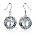 wholesale 925 Sterling Silver Blue ABALONE SHELL Tree Of Life Drop Earrings-0-0