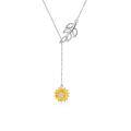 wholesale 925 Sterling Silver Sunflower Leaf Pendant Y-Necklace for Women-0-0
