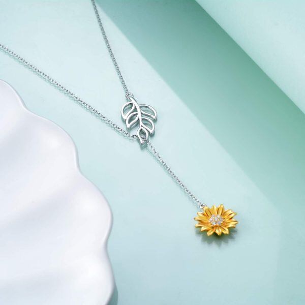 Sterling Silver Sunflower Flower Necklace -3