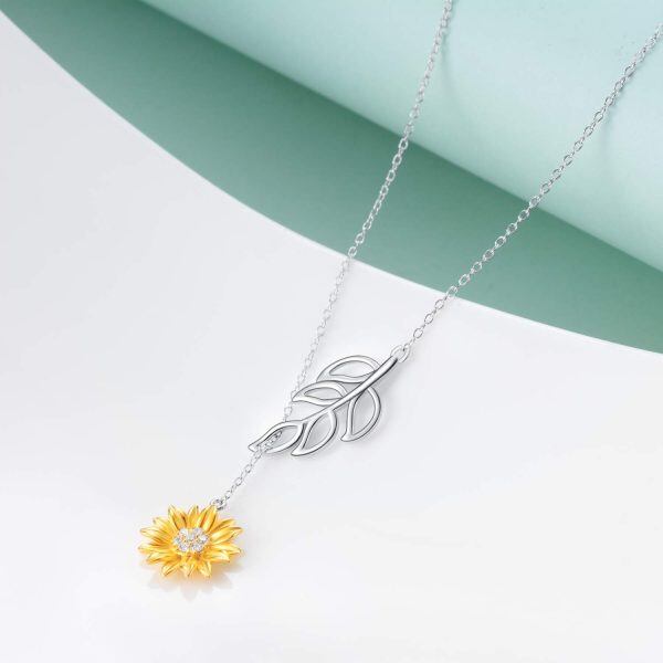 Sterling Silver Sunflower Flower Necklace -4