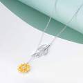 wholesale 925 Sterling Silver Sunflower Leaf Pendant Y-Necklace for Women-0-4