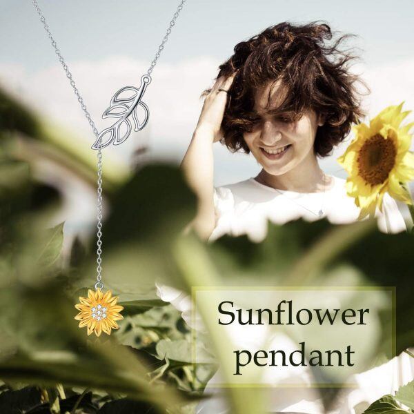 Sterling Silver Sunflower Flower Necklace -5