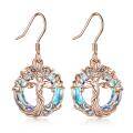 wholesale Sterling Silver Crystal Tree of Life Dangle Earrings for Women - Rhodium Plated-0-0