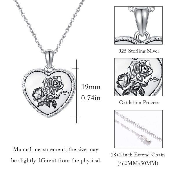 Sterling Silver Rose Photo Locket Necklace -4