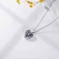 wholesale 925 Sterling Silver & Purple Enamel Hummingbird Heart Photo Locket Pendant Necklace-0-2