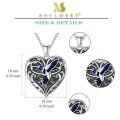 wholesale 925 Sterling Silver & Purple Enamel Hummingbird Heart Photo Locket Pendant Necklace-0-4
