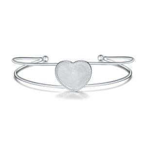 Sterling Silver Heart Photo Locket Bracelets -0