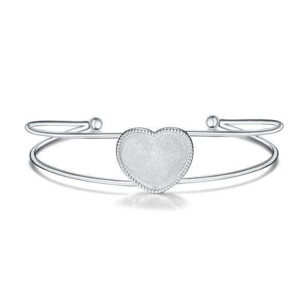 Sterling Silver Heart Photo Locket Bracelets -0