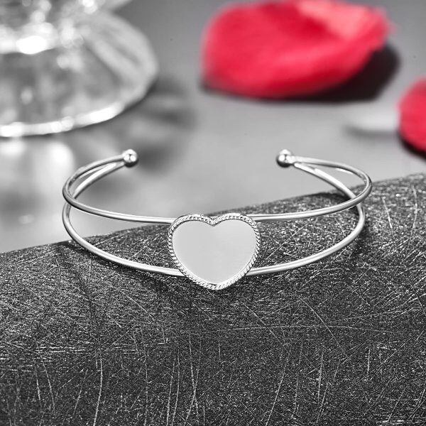 Sterling Silver Heart Photo Locket Bracelets -1