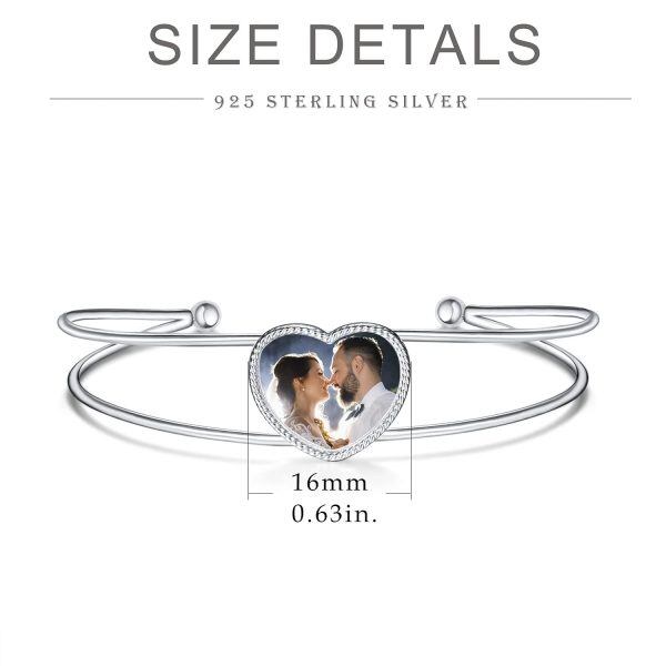 Sterling Silver Heart Photo Locket Bracelets -2