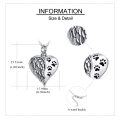 wholesale 925 Sterling Silver Heart with Paw Prints and Angel Wing Cremation Urn Pendant Necklace for Pets' Ashes Memorial Keepsake Jewelry-0-3