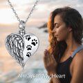 wholesale 925 Sterling Silver Heart with Paw Prints and Angel Wing Cremation Urn Pendant Necklace for Pets' Ashes Memorial Keepsake Jewelry-0-4