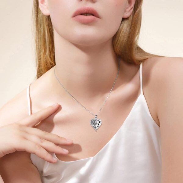 Sterling Silver Guardian Angel Wings Urn Necklace-5