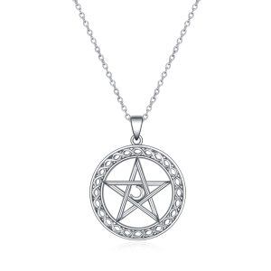 Sterling Silver Pentagram Necklace-0