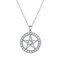 wholesale 925 Sterling Silver Round Celtic Knot Pentagram Pendant Necklace for Women-0-0