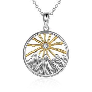 Sterling Silver Mountain Necklace-0