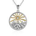 wholesale 925 Sterling Silver Round Sun and Mountains Pendant Necklace for Women-0-0