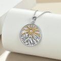 wholesale 925 Sterling Silver Round Sun and Mountains Pendant Necklace for Women-0-1