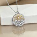 wholesale 925 Sterling Silver Round Sun and Mountains Pendant Necklace for Women-0-2