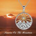 wholesale 925 Sterling Silver Round Sun and Mountains Pendant Necklace for Women-0-4