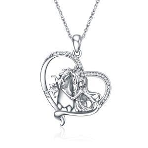 Sterling Silver Horse And Girl Necklace-0