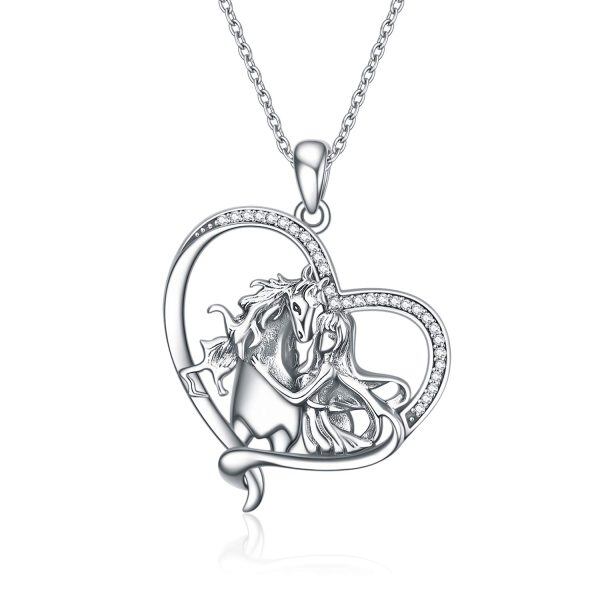 Sterling Silver Horse And Girl Necklace-0